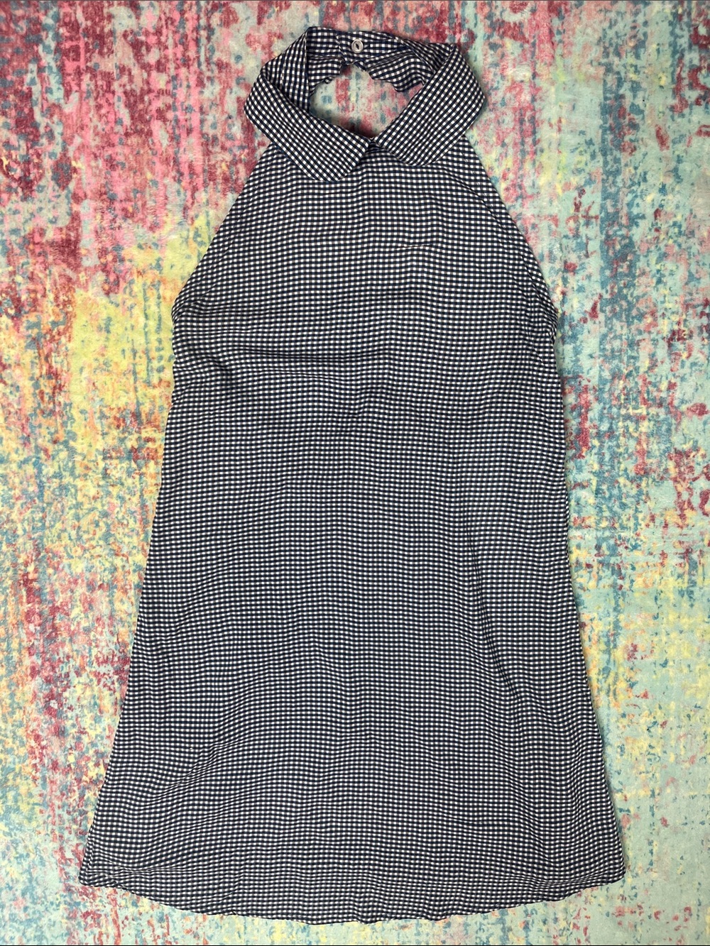 American Apparel Black & White Gingham Backless Halter Dress